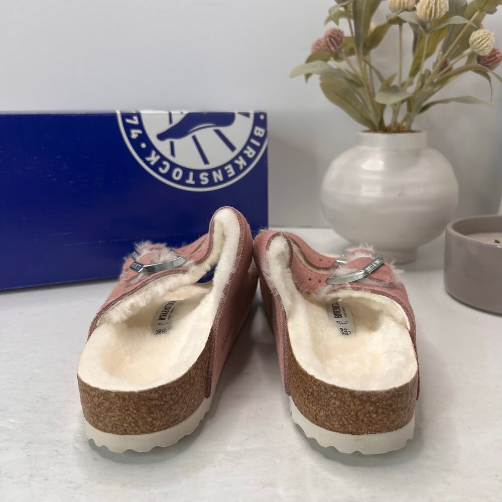 Birkenstock Arizona Shearling Sandal Clay Pink Women 5/EU36 Regular Fit NWB - Picture 5 of 10